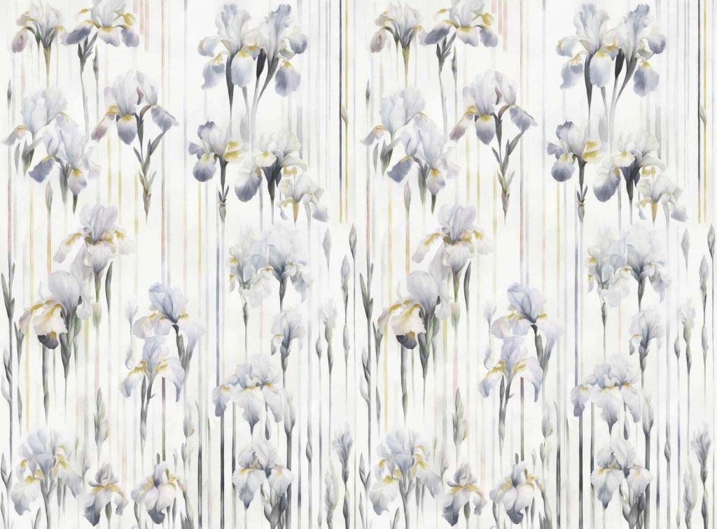 Irises and Stripes Seamless Gray