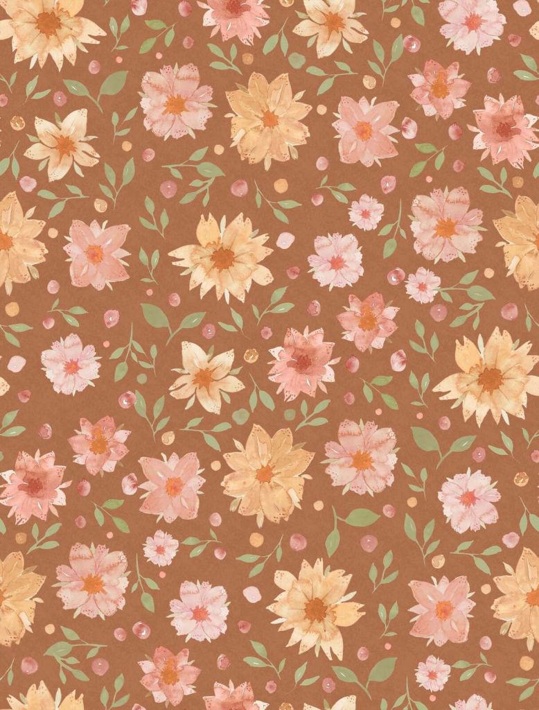 Aquarelbloemen in warme terracotta