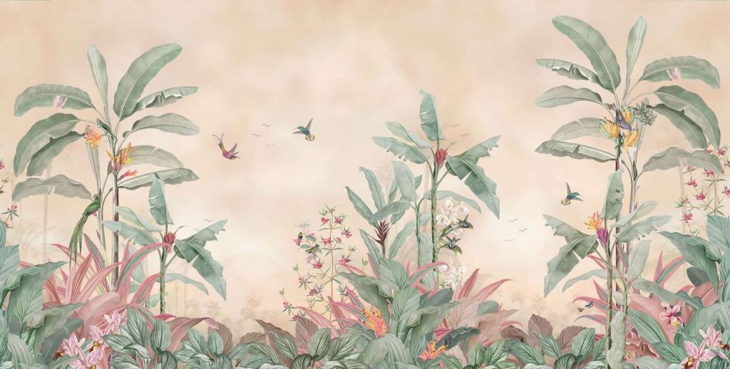 Tropische kolibries in bananenbos