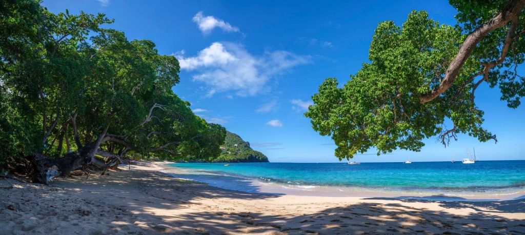 Tranquil beach in St Vincent, Caribbean islands