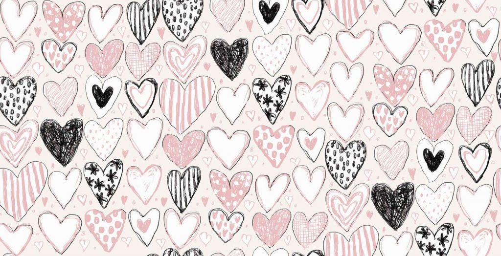 Hartjesmix in pastel en inkt