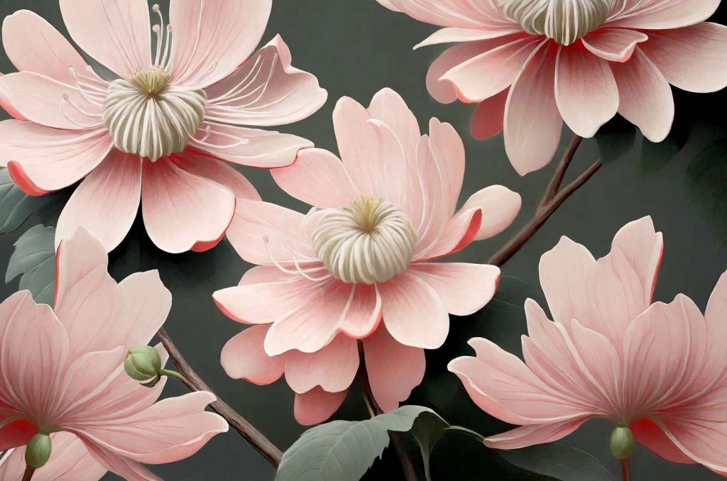 Zachte clematisbloemen in roze