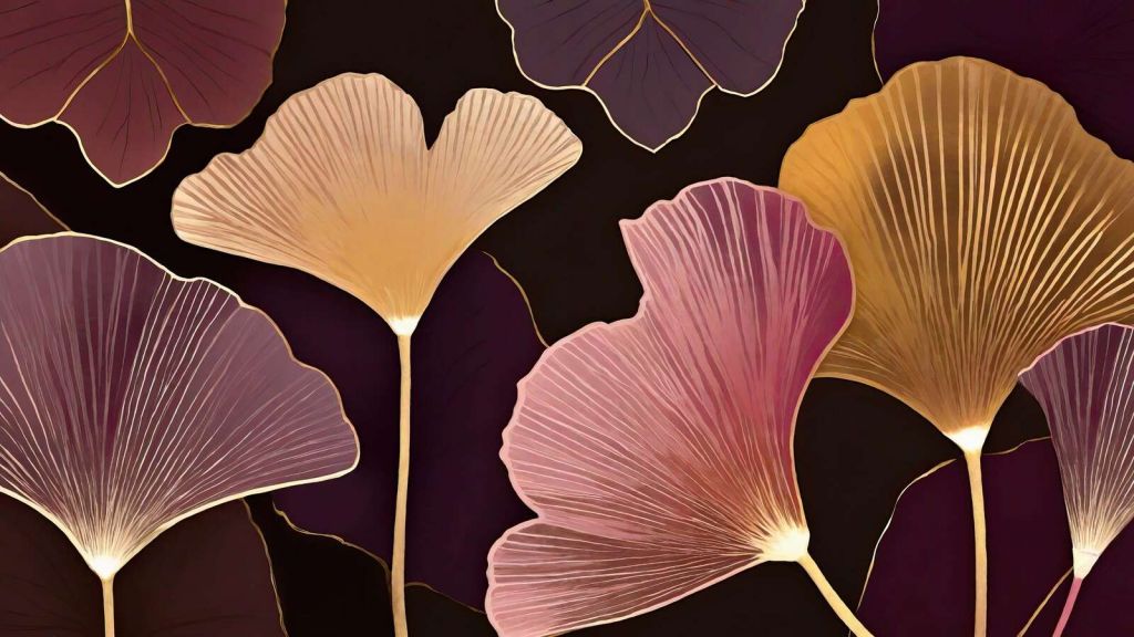 Ginkgo bladeren in warme schemer