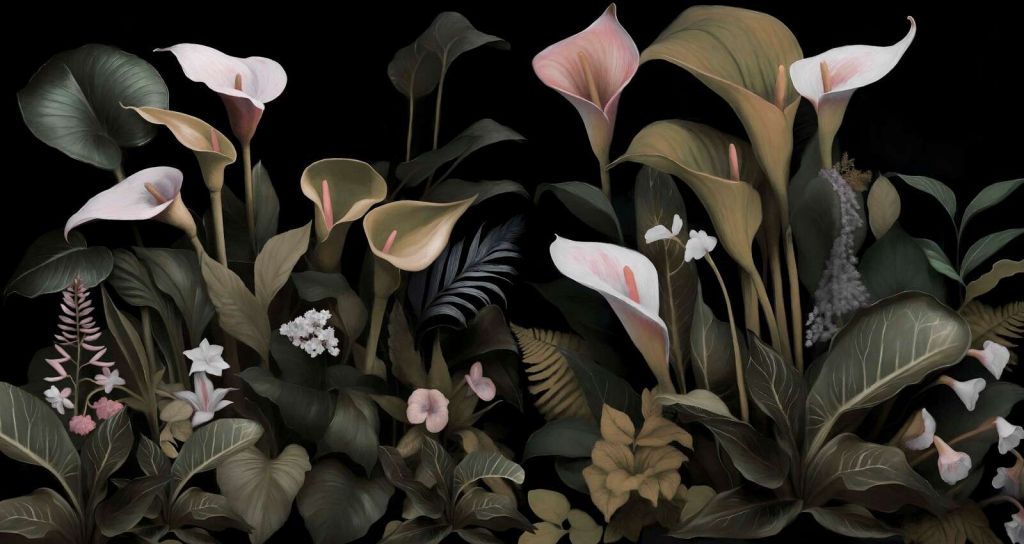 Zachte calla lelies bij nacht