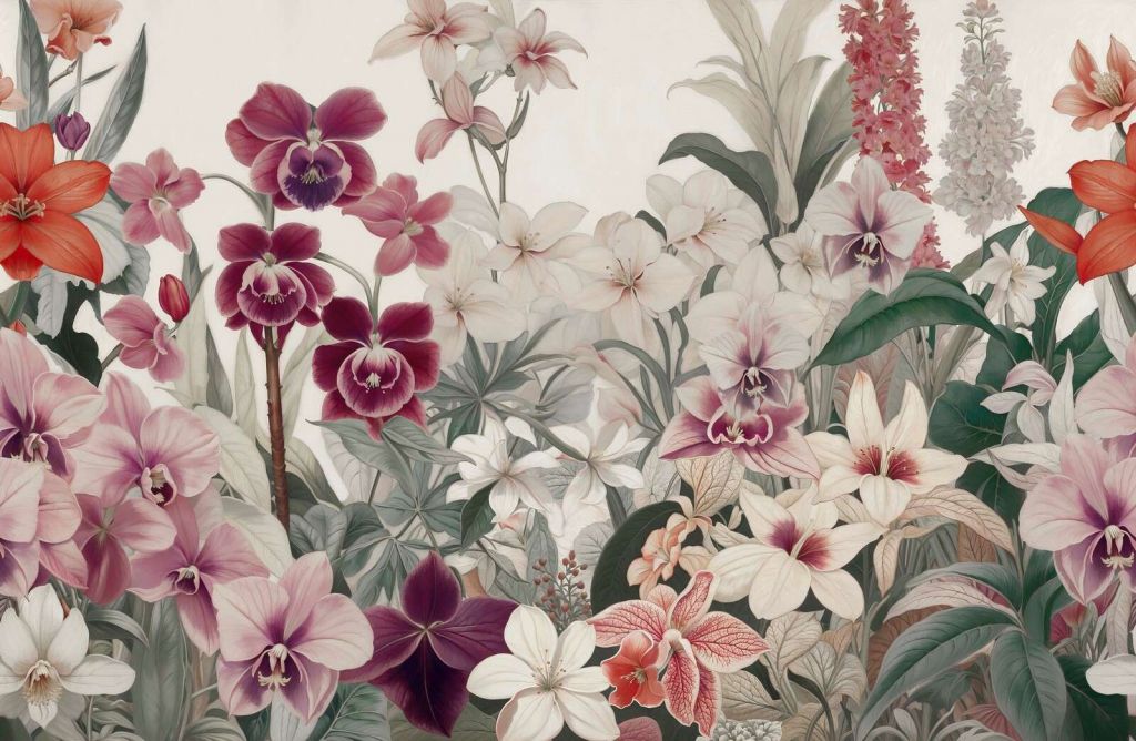 Exotische bloemen in zachte pasteltinten