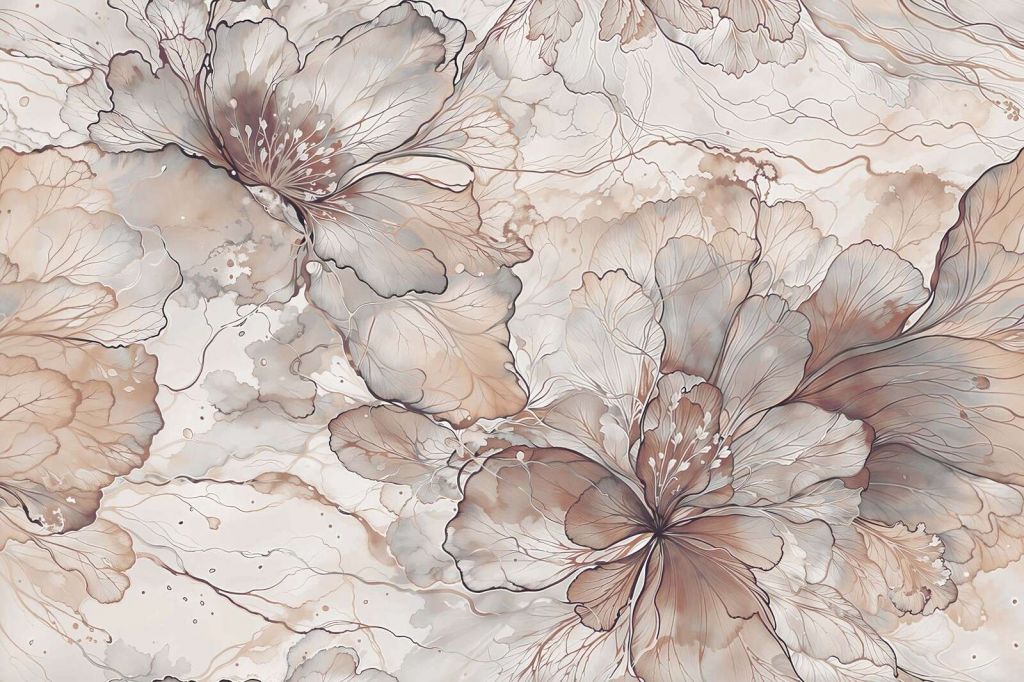 Aquarelbloemen in zachte aardetinten