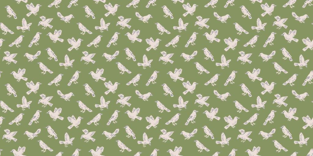 Witte zangvogels op olijfgroen