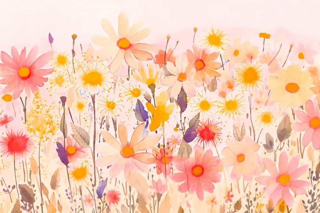 Whimsical Summer Meadow With Wildflowers