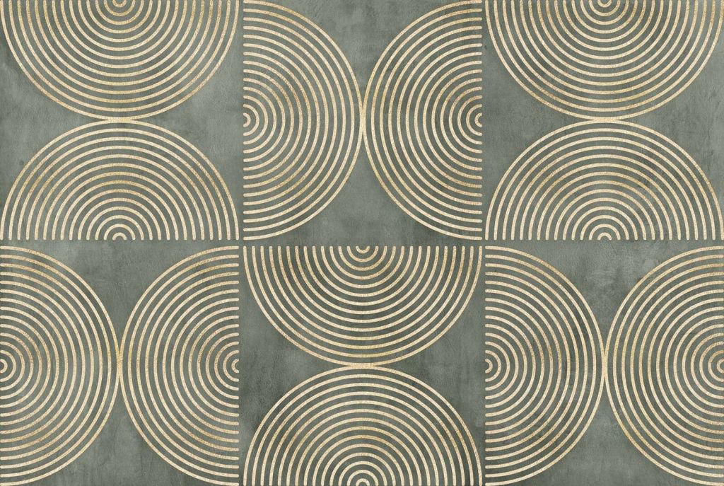 Eclectic Circles Modern Art Green Gold