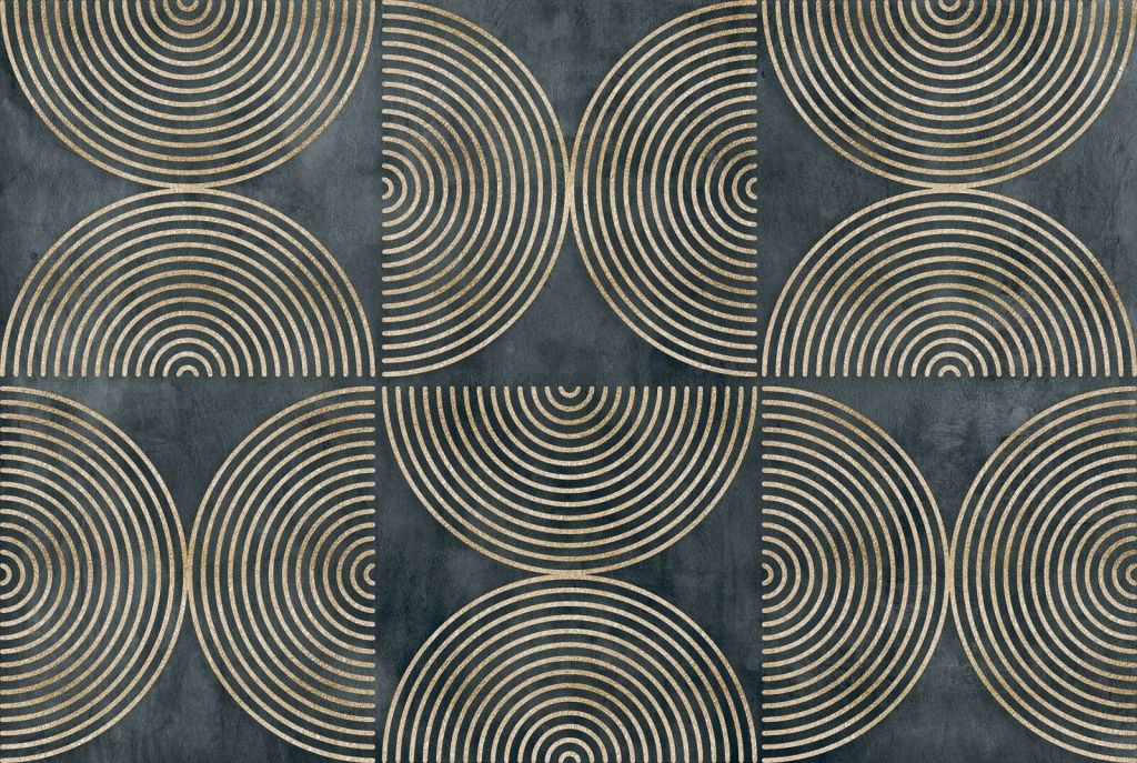 Eclectic Circles Modern Art Gold Teal