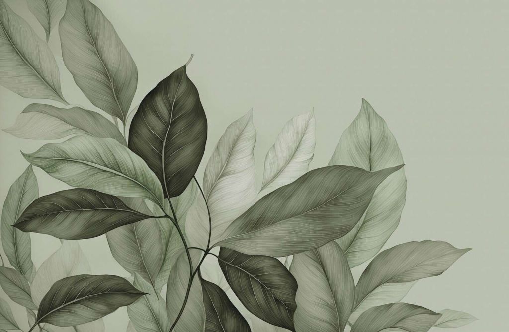 Soft botanical foliage green tranquility