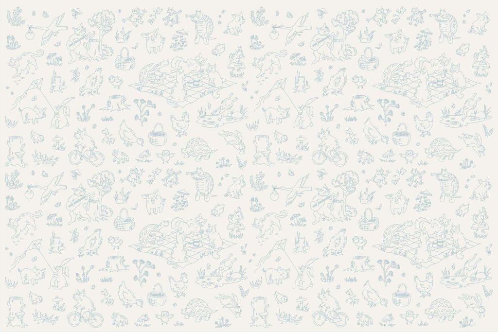 Bos dieren rustig beige en blauw print
