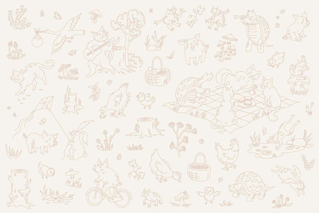 Bos dieren rustig beige en roze