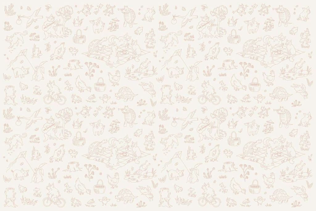 Bos dieren rustig beige en roze print