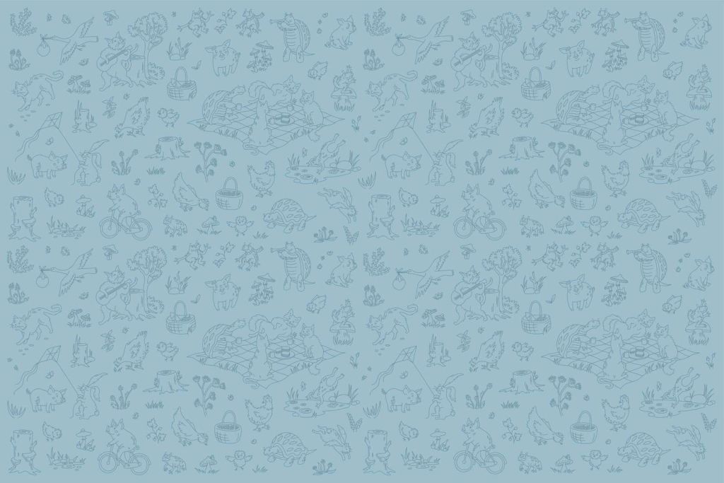Bos dieren rustig blauw print