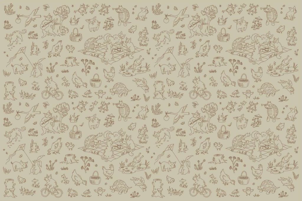 Bos dieren rustig grijs groen print