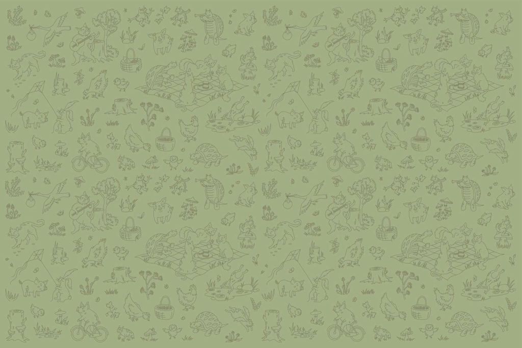 Bos dieren rustig groen donker print