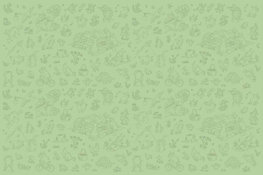 Bos dieren rustig licht groen print