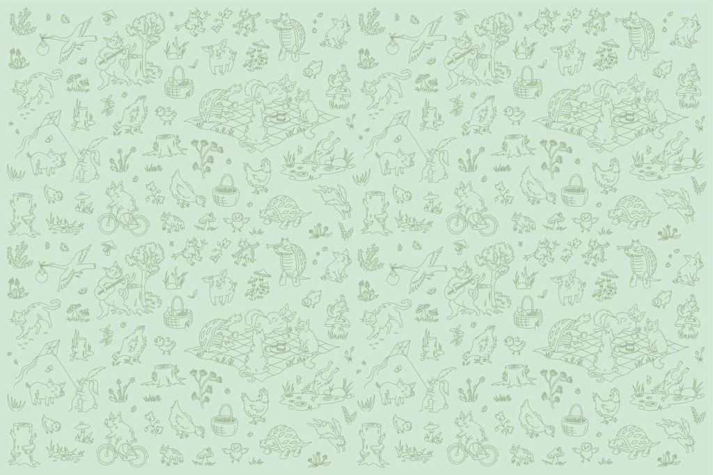 Bos dieren rustig mint groen donker print