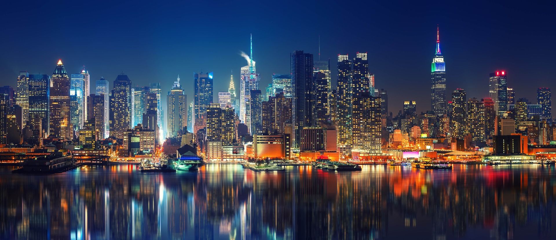 Wereld & Steden Fotobehang New York skyline in de nacht