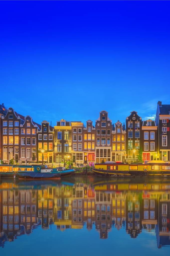 Steden behang - Amsterdamse gracht bij avond - Tienerkamer