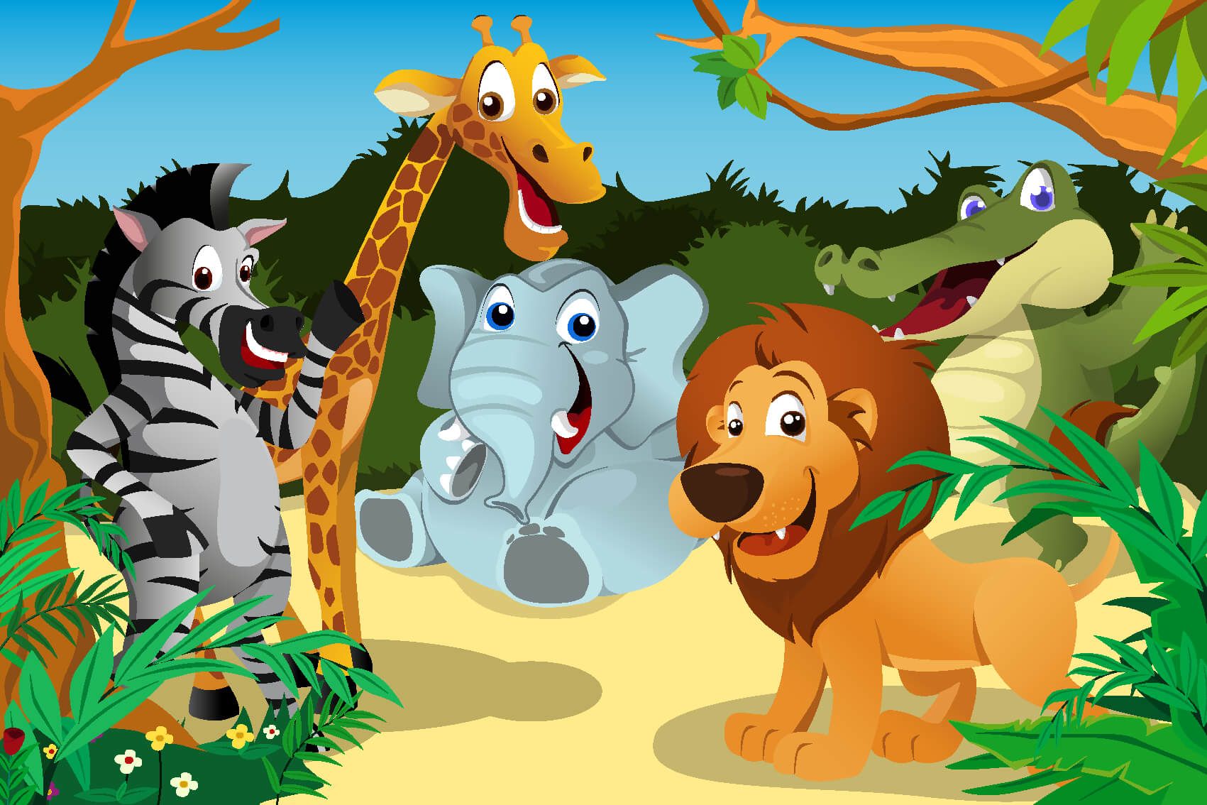 Safaridieren - Vrolijke wilde dieren - Kinderkamer