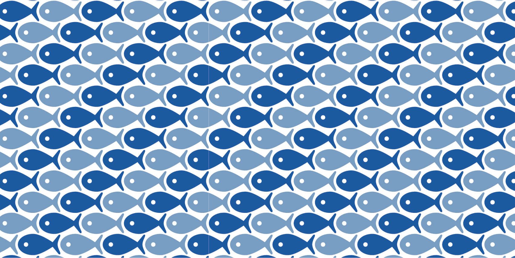 Zeedieren - Blauwe vissen - Kinderkamer