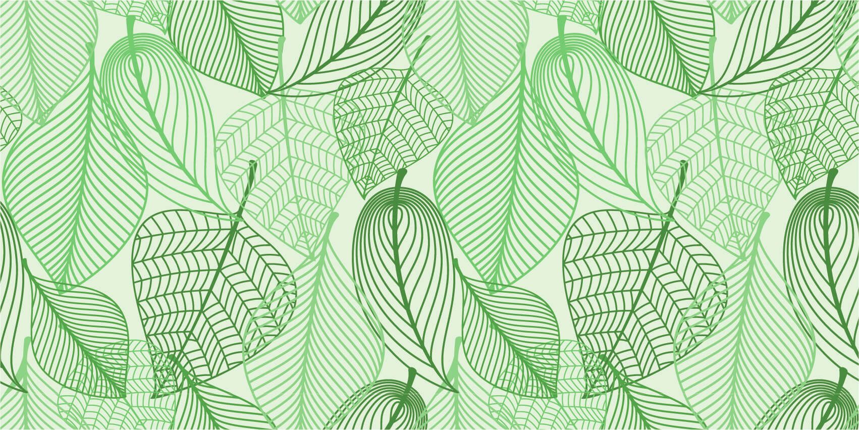 Overige - Groene getekende bladeren - Slaapkamer