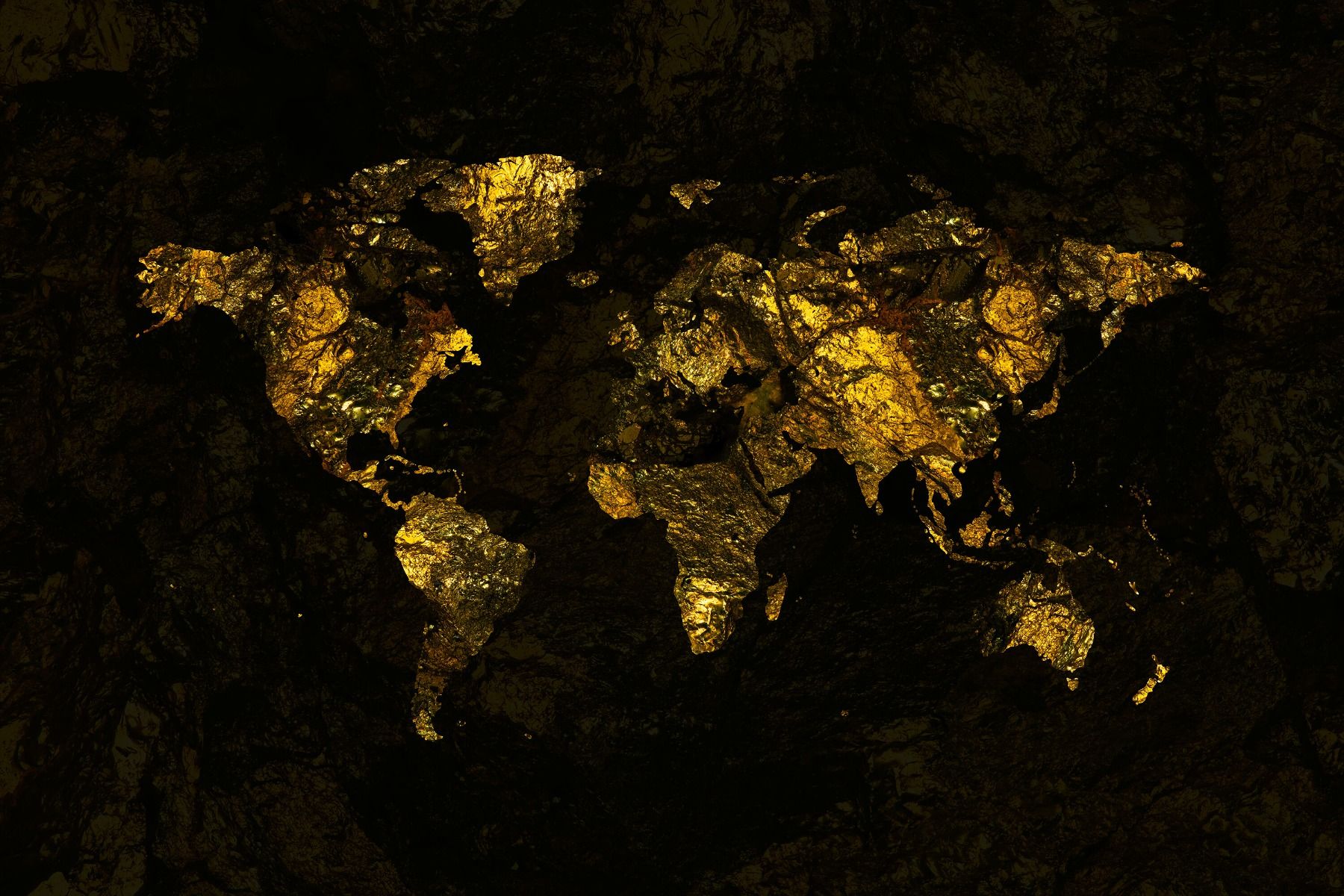 Steen behang - Wereldkaart goud - Directie