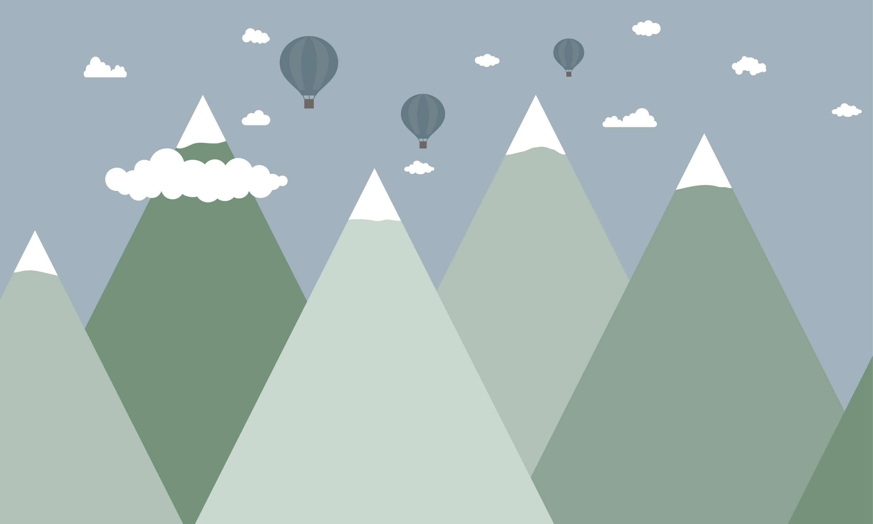 Hip & Trendy Berglandschap met luchtballonnen Hip & Trendy Berglandschap met luchtballonnen