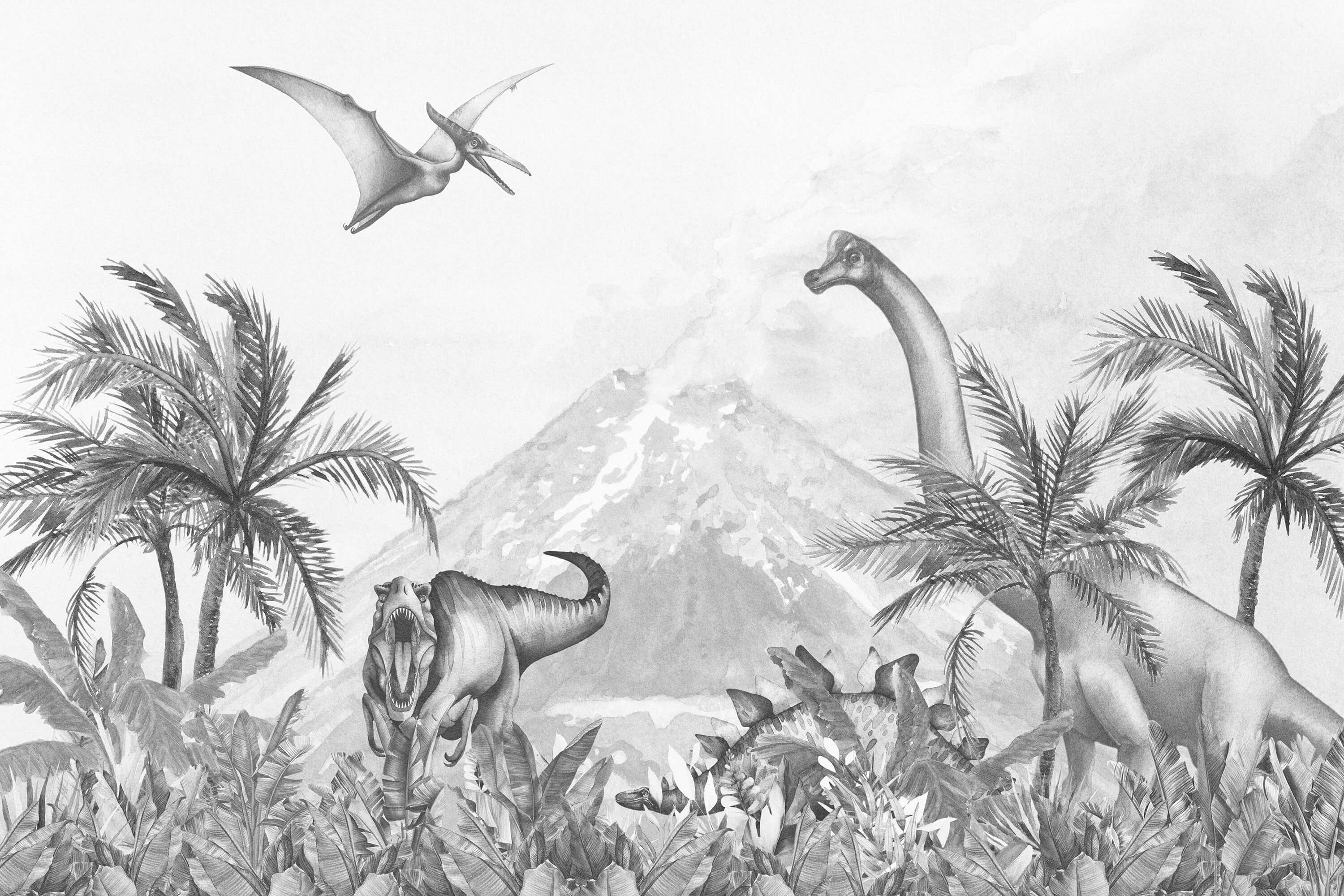 Dino behang Dino's in zwart-wit