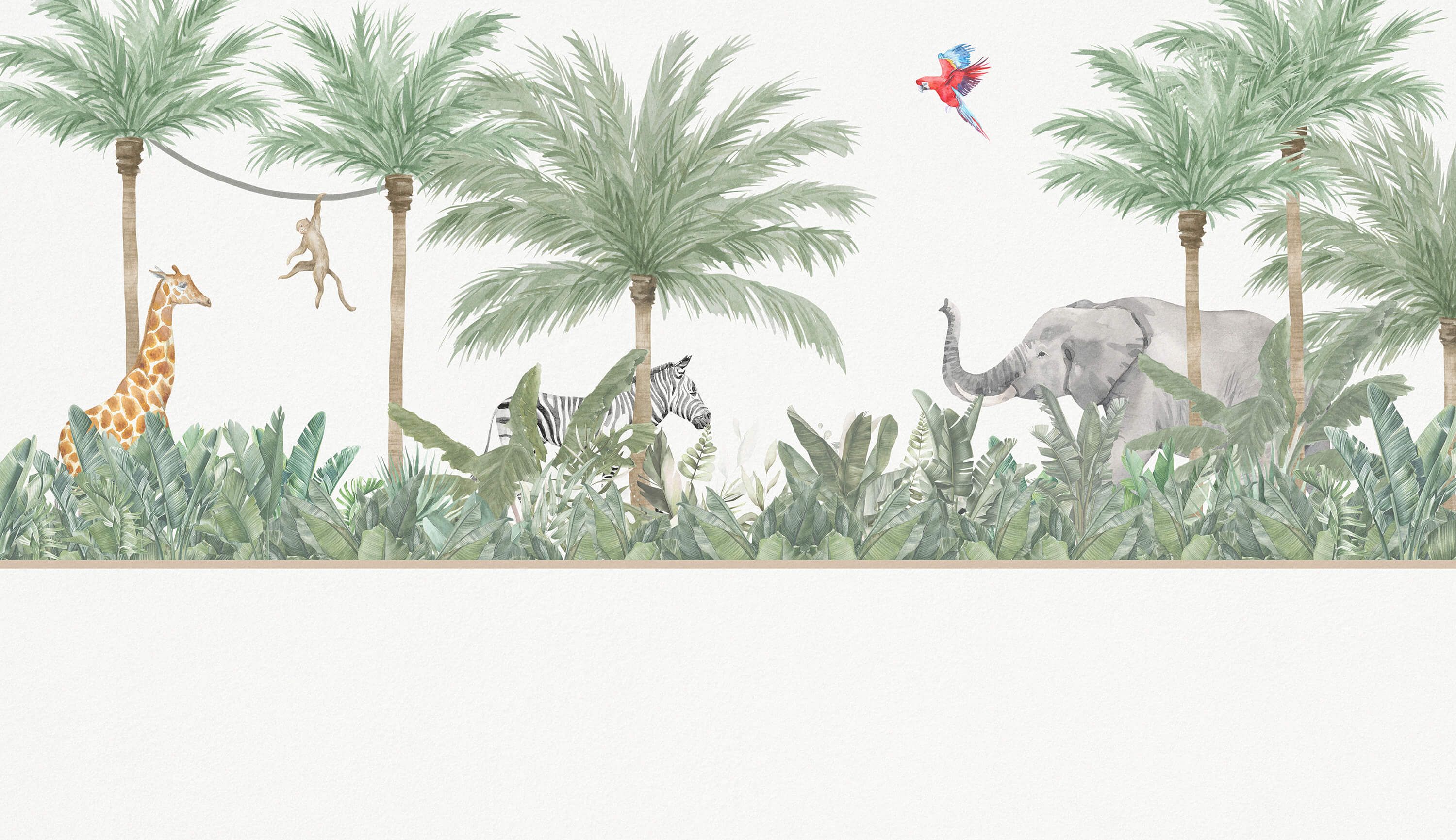 Jungle behang Dieren en palmbomen