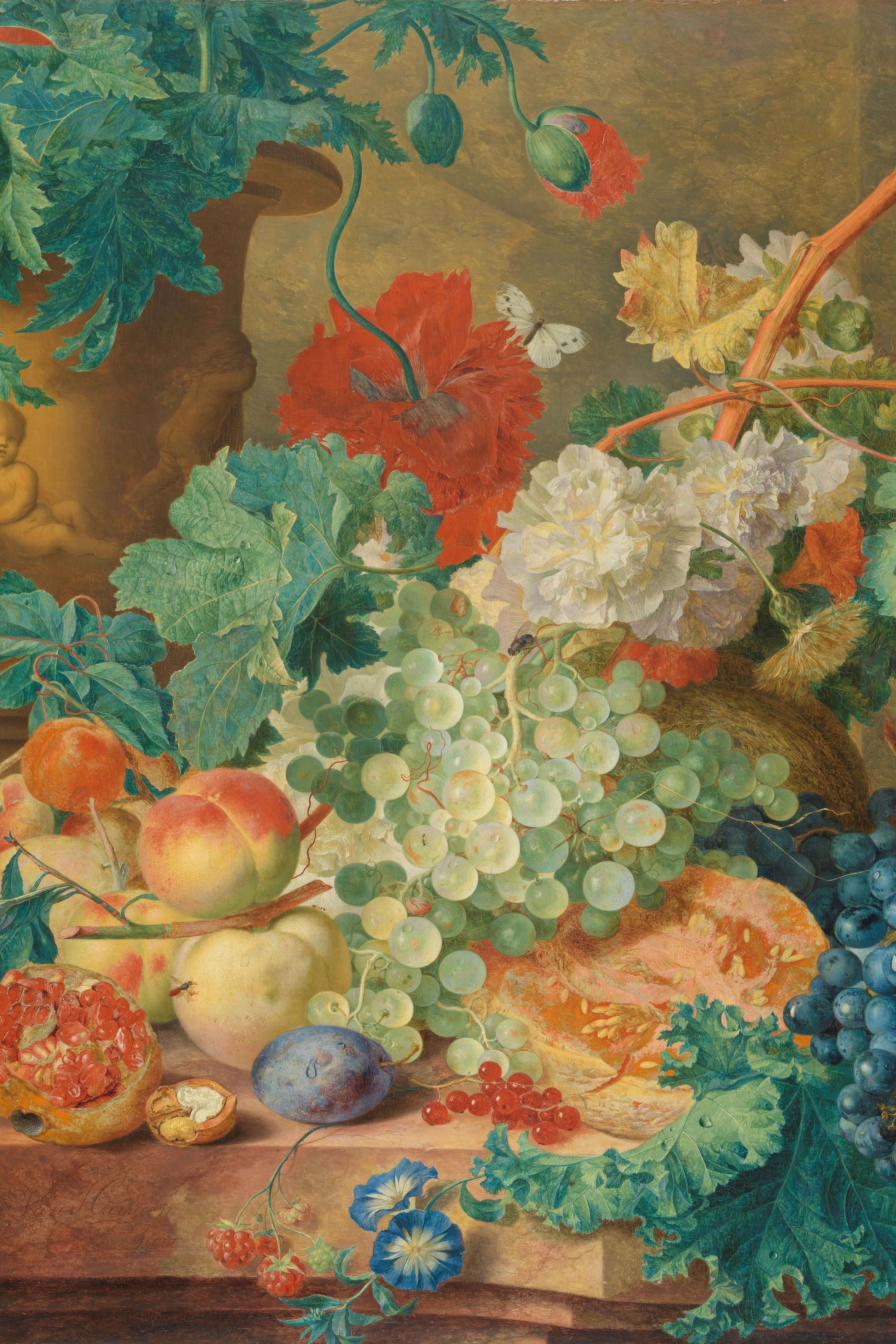 Rijksmuseum - Stilleven met bloemen en vruchten, Jan van Huysum