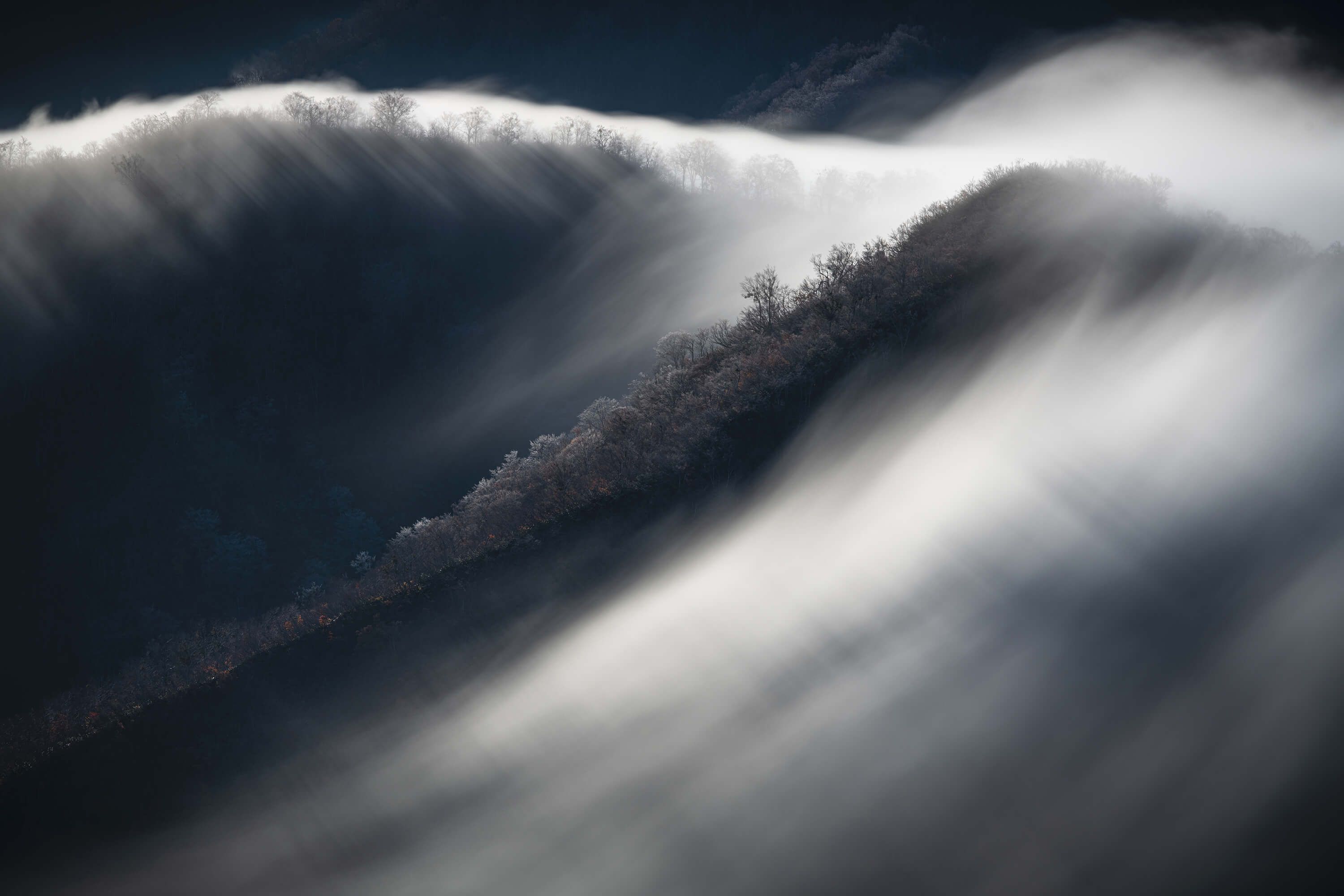 Waterfall clouds and hoarfrost Waterfall clouds and hoarfrost