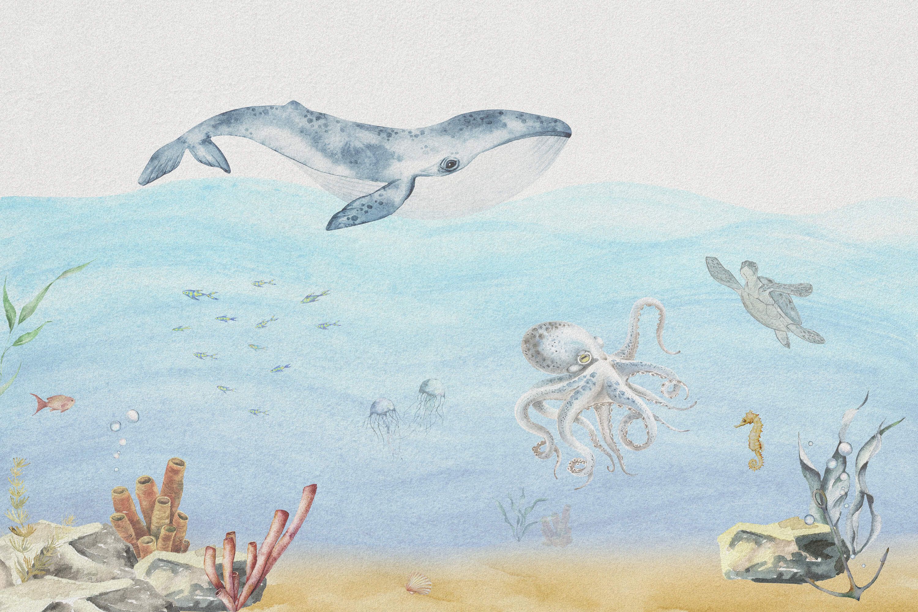 wallpaper Onderwaterwereld met een walvis