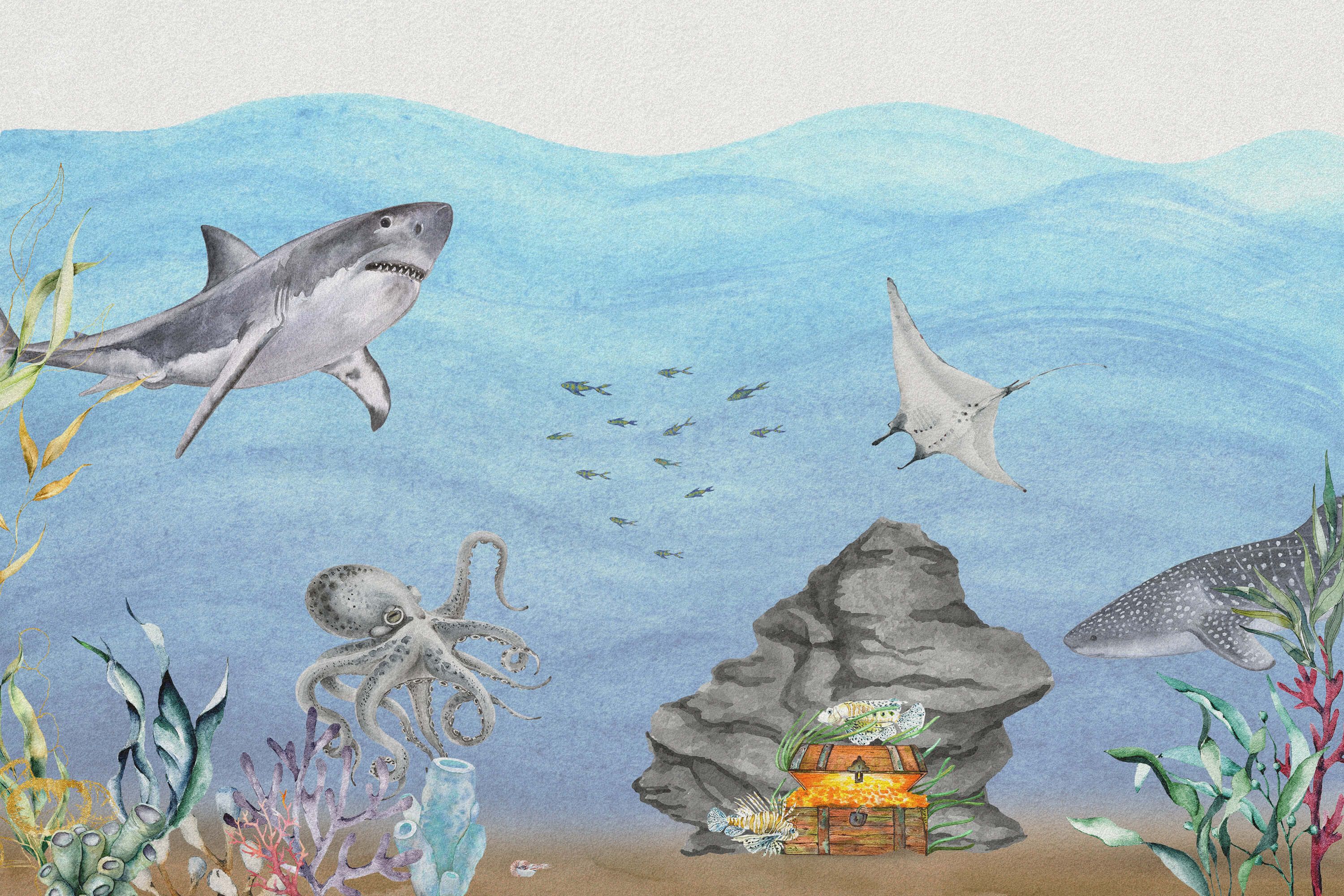 wallpaper Onderwaterwereld met haaien