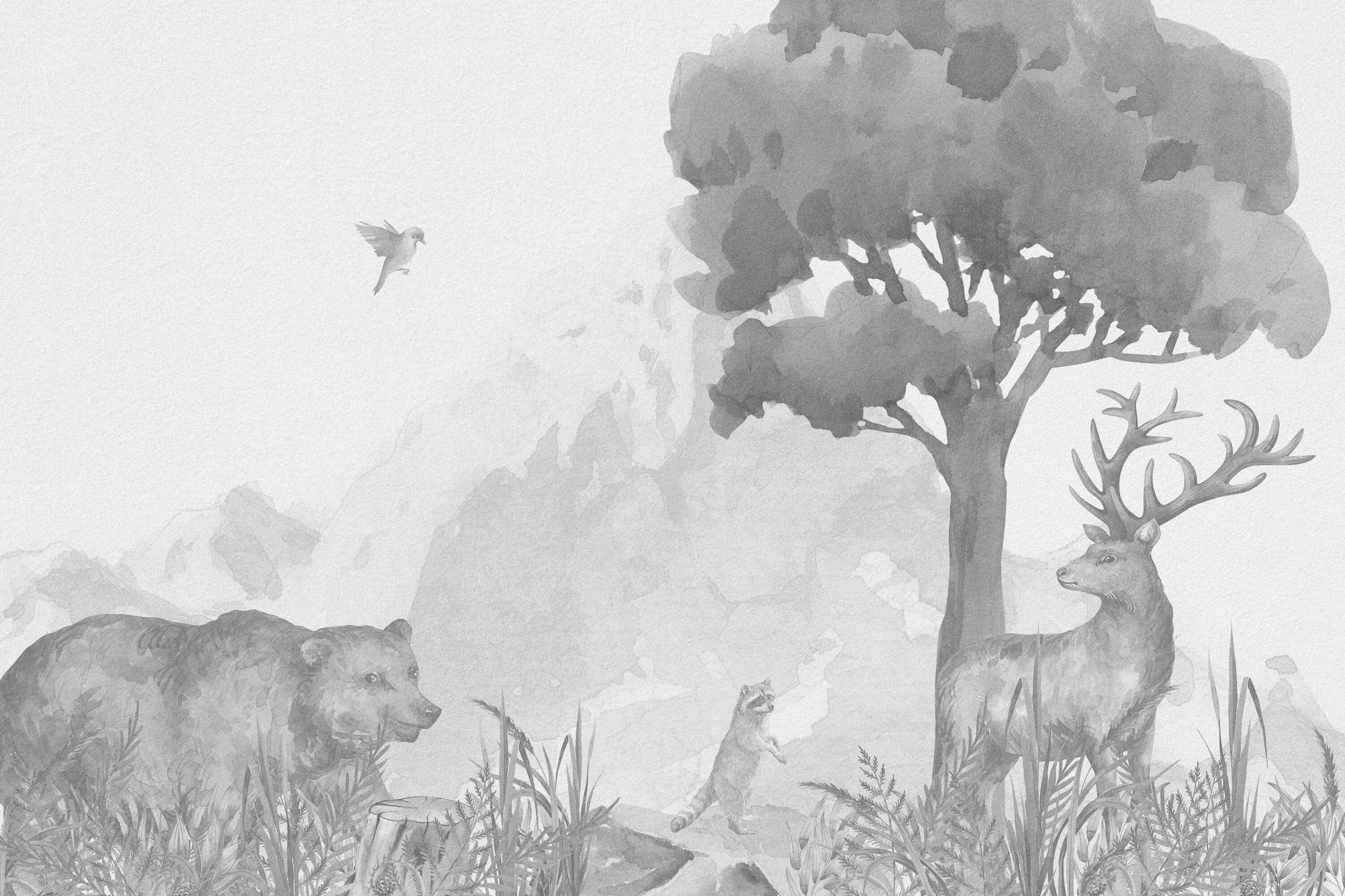 wallpaper Bosdieren in zwart-wit wallpaper Bosdieren in zwart-wit