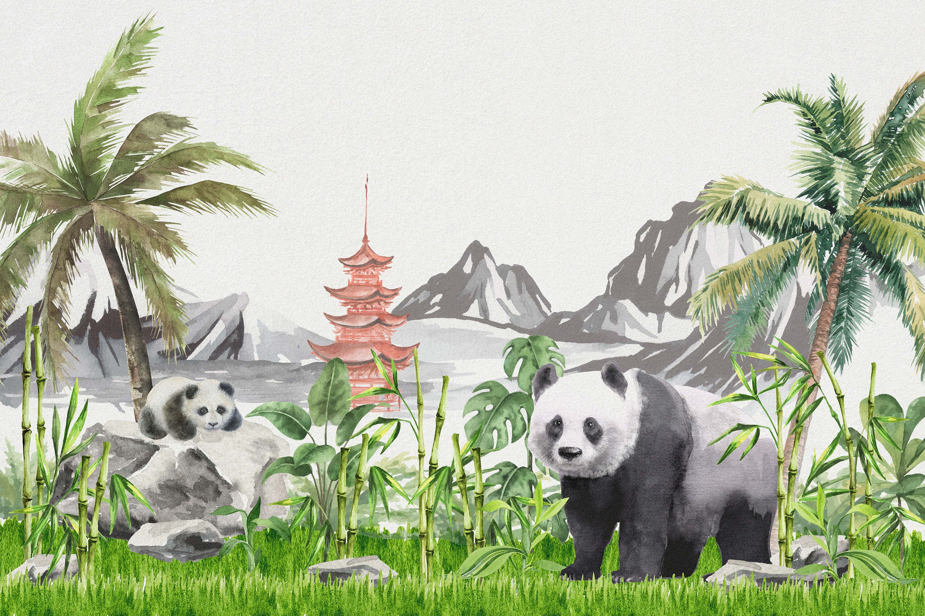 wallpaper Panda's in bamboo jungle
