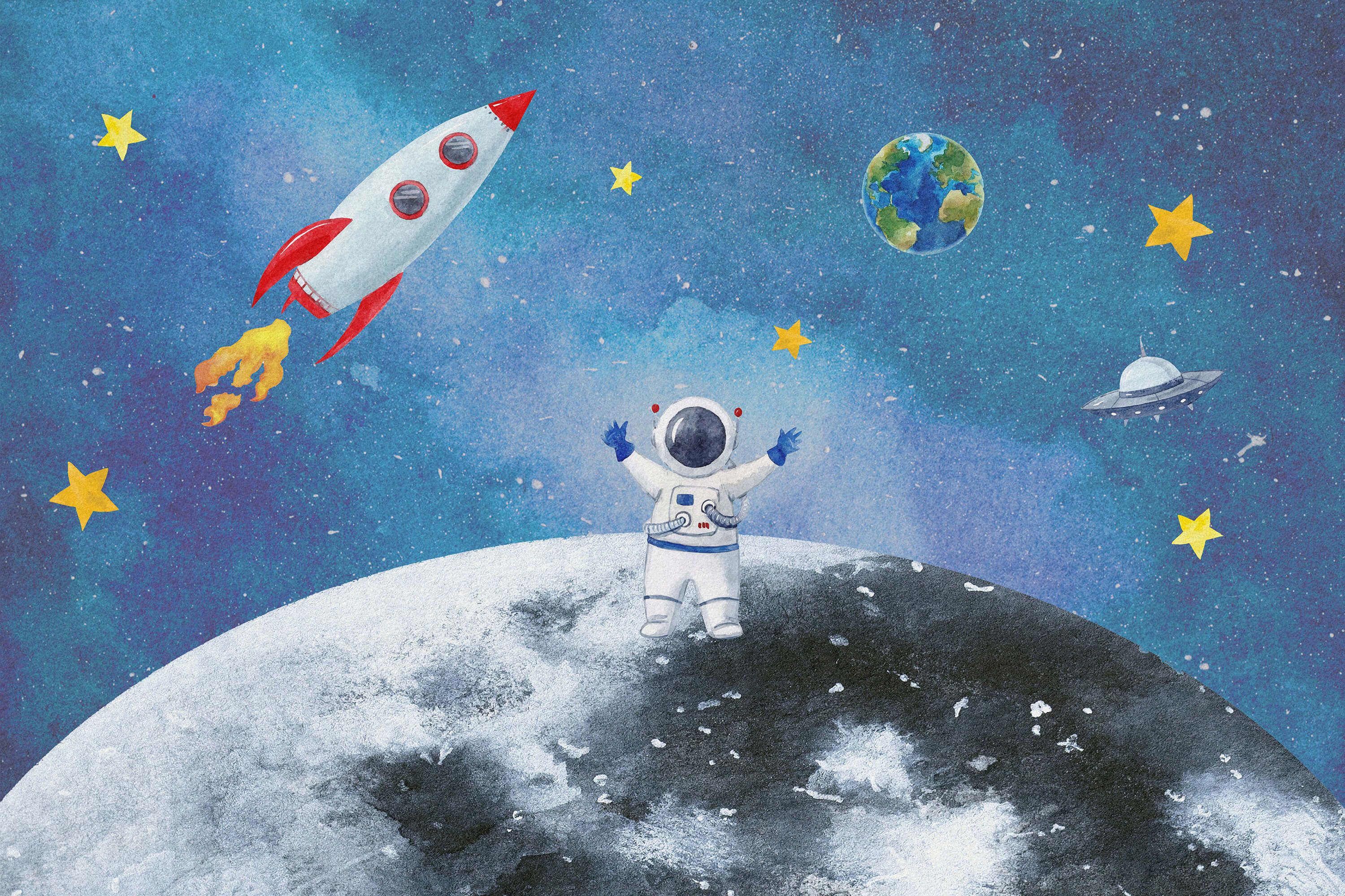 wallpaper Astronaut op de Maan