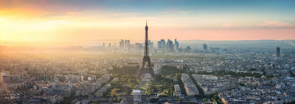 Steden behang - Zonsondergang boven Parijs - Kantine