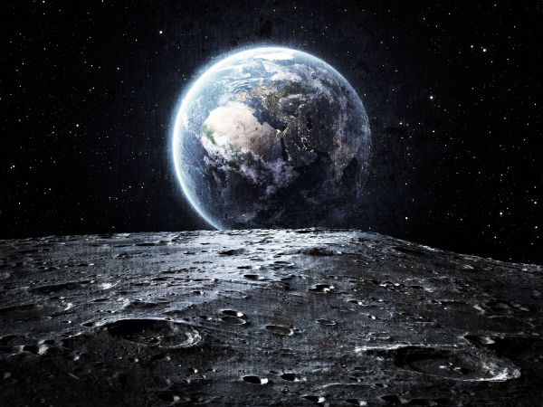 Zakje Rechtdoor Wederzijds Maan en aarde - Fotobehang
