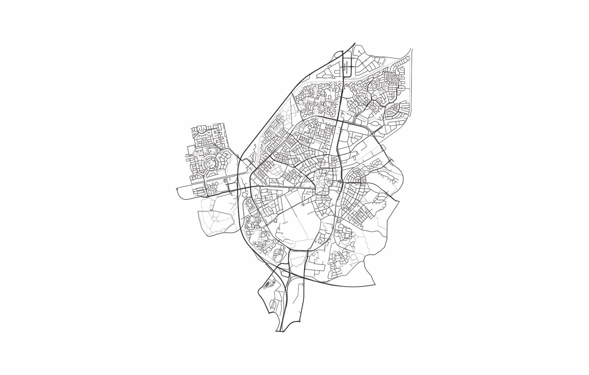 Plattegrond van Assen, wit Plattegrond van Assen, wit