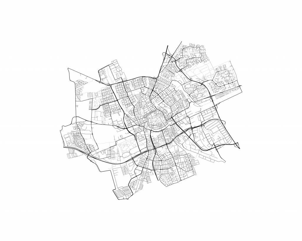 Plattegrond van Groningen, wit Plattegrond van Groningen, wit