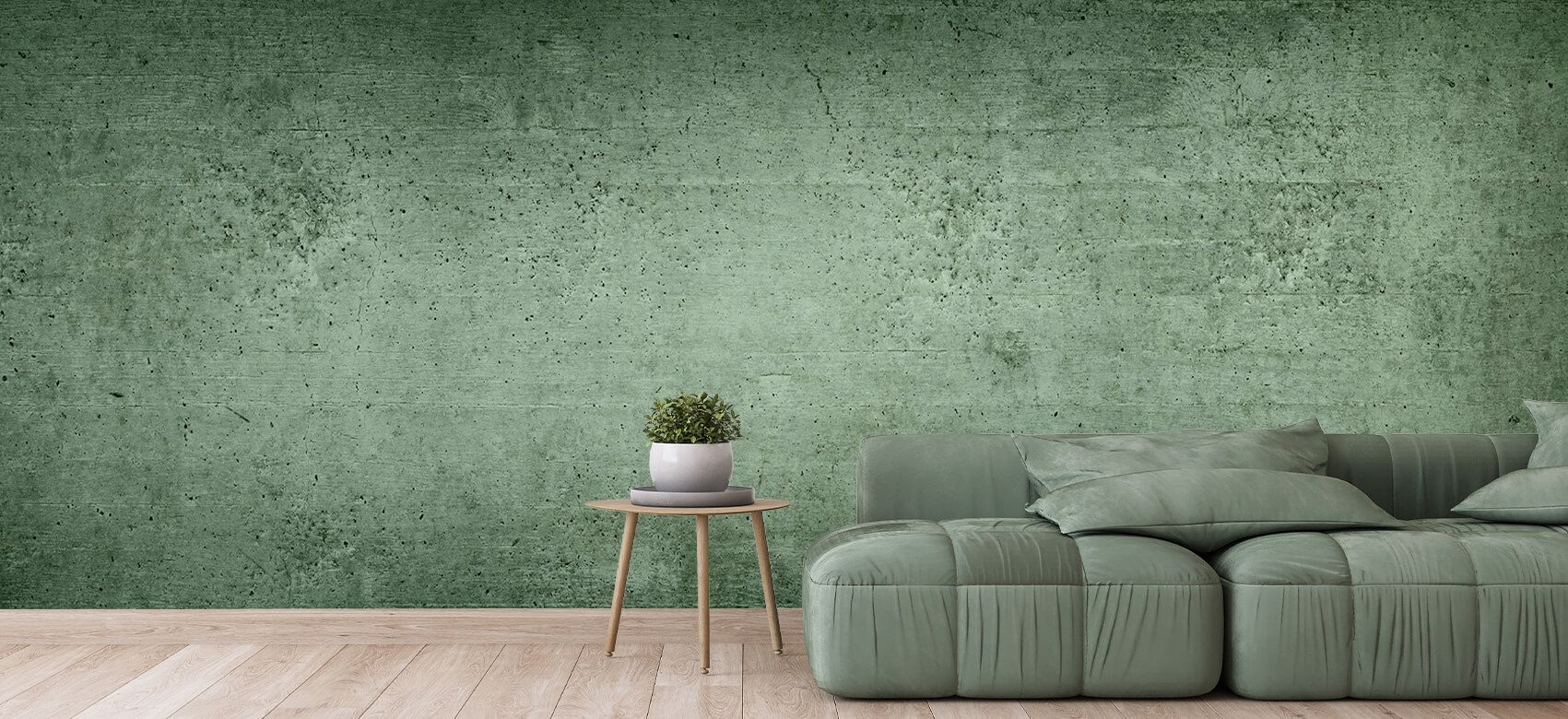Cumulatief genie Stralend Groene betonnen muur - Fotobehang