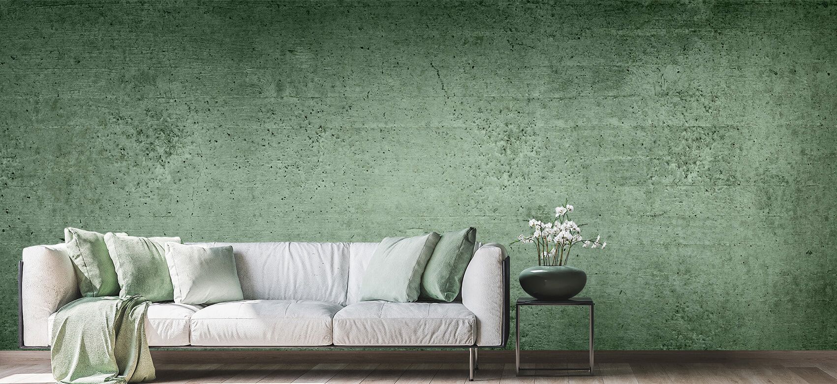 Cumulatief genie Stralend Groene betonnen muur - Fotobehang