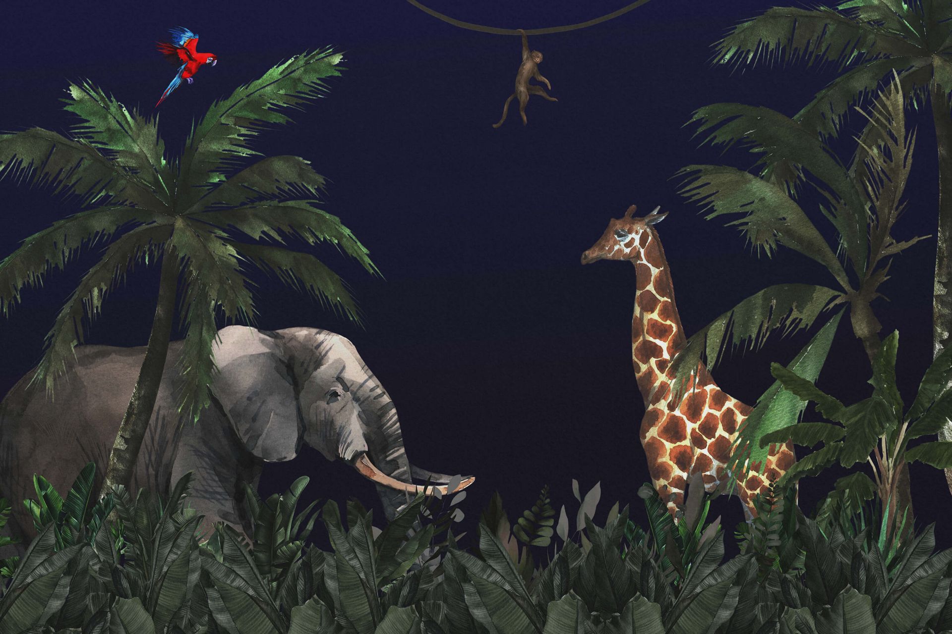 Jungle dieren bij nacht main product photo