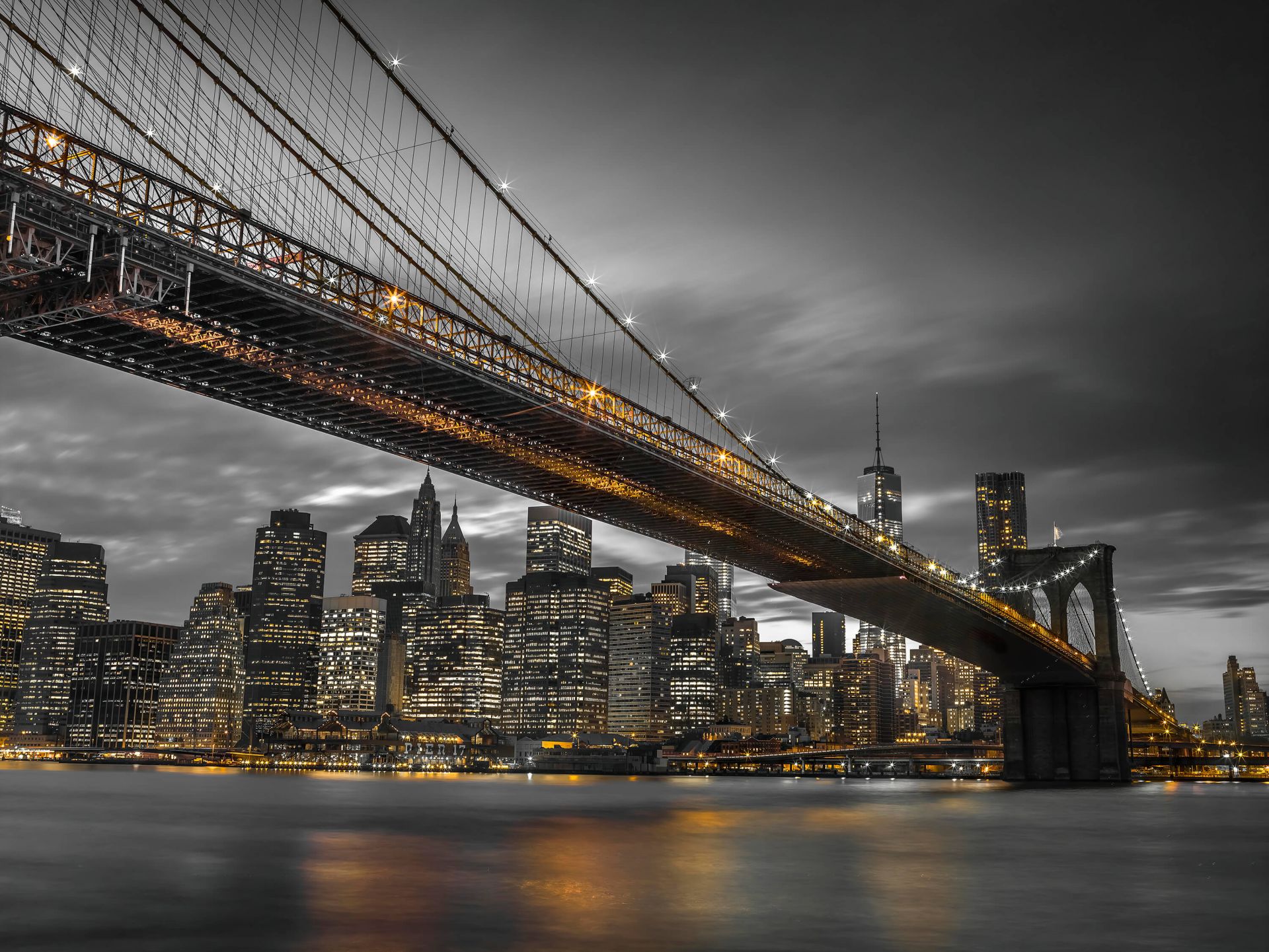 Lee Ga trouwen naakt Brooklyn Bridge, New York - Fotobehang