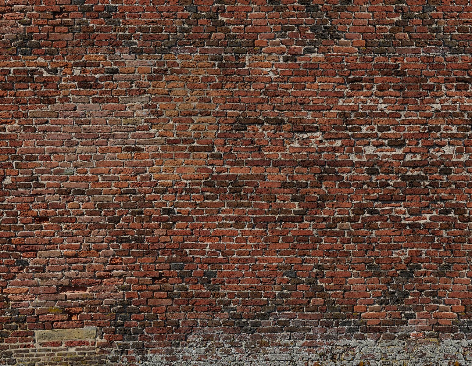 Vervolgen Biscuit Harnas Oude gerestaureerde bakstenen muur - Fotobehang