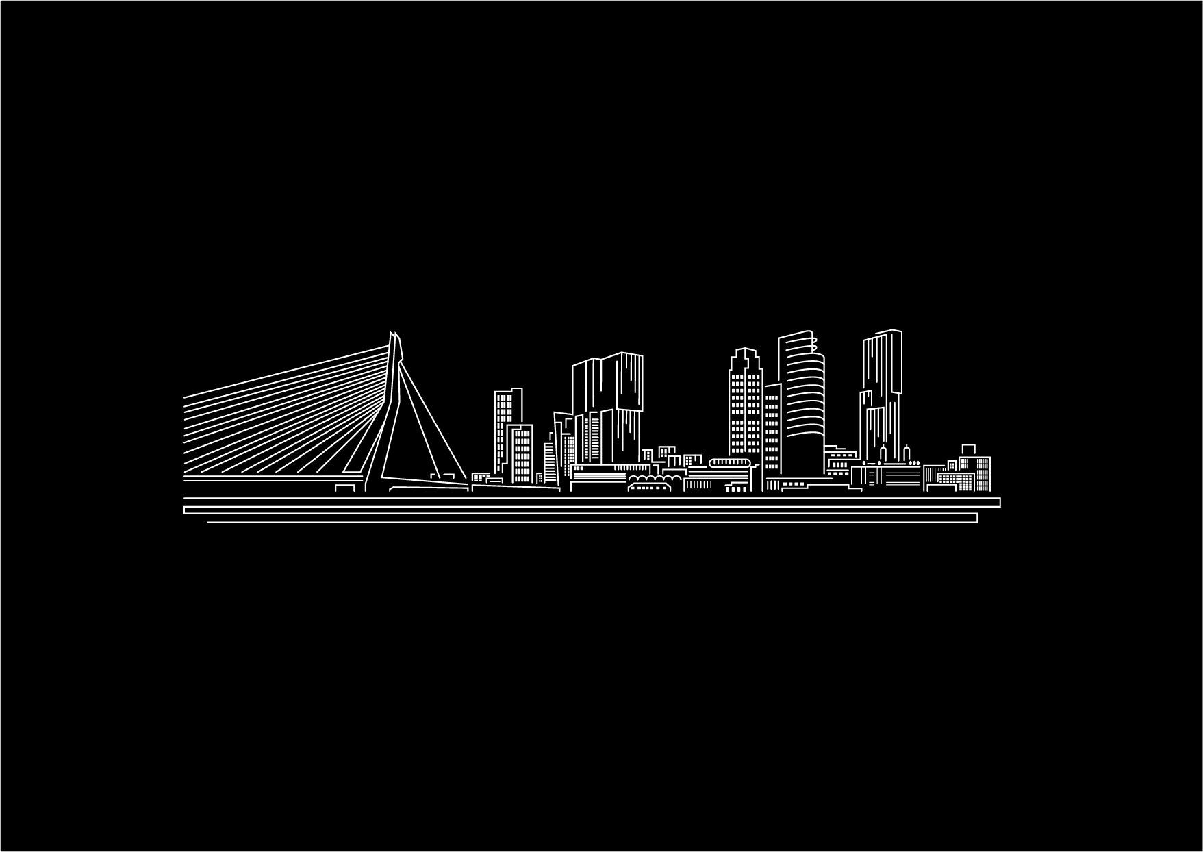 Rotterdam skyline zwart Rotterdam skyline zwart