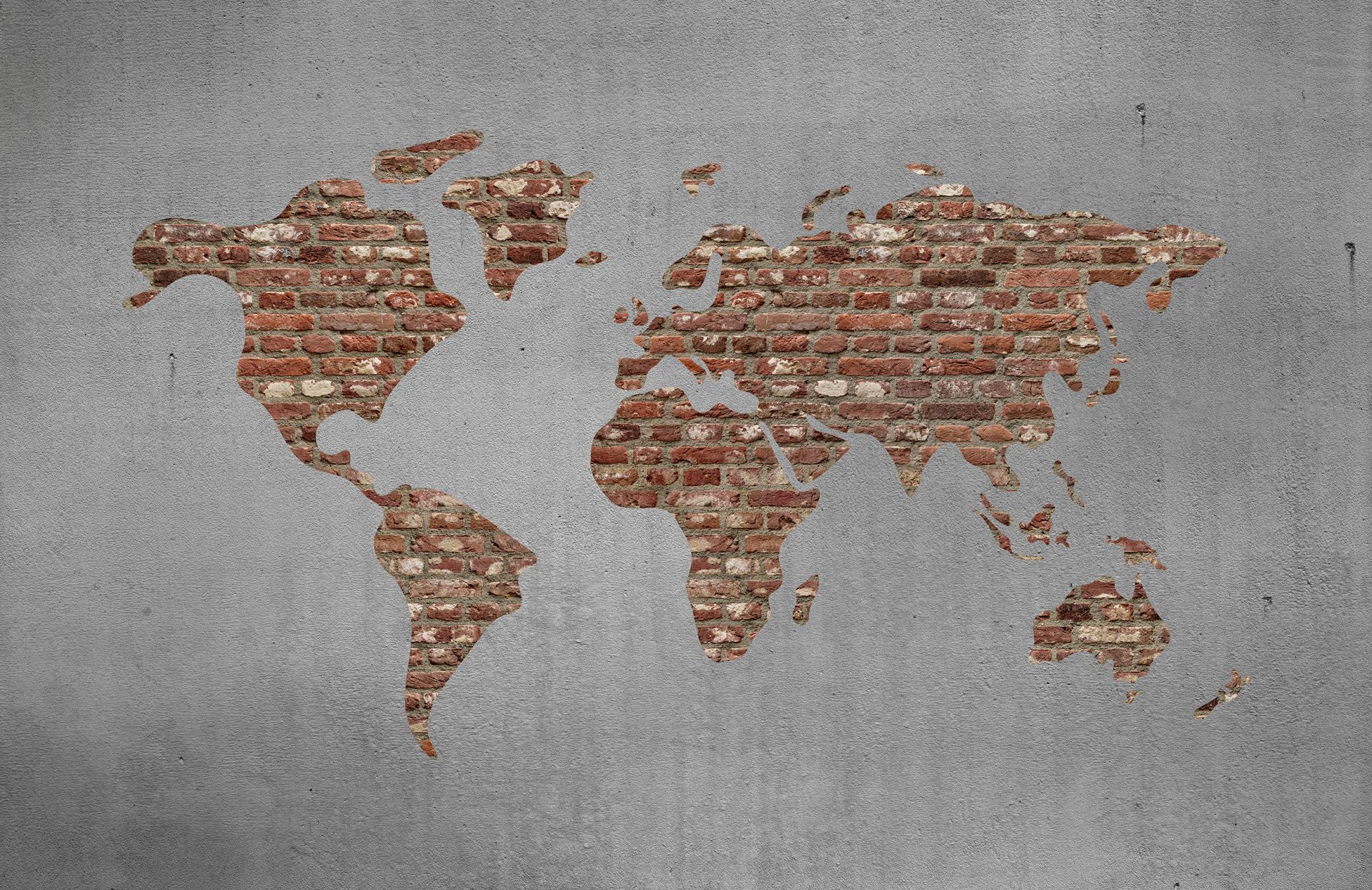 Wereldkaart met bakstenen Wereldkaart met bakstenen